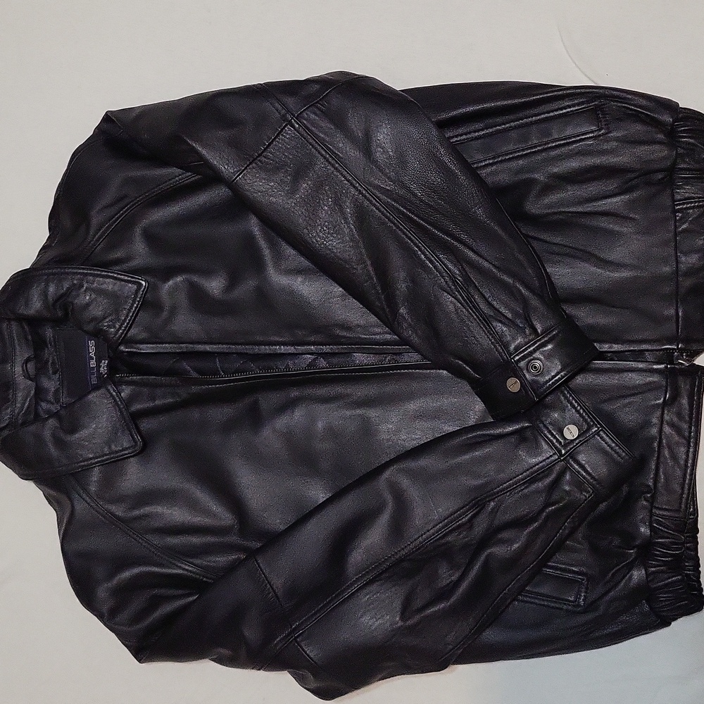 Bill Blass Black Leather Jacket Size Large